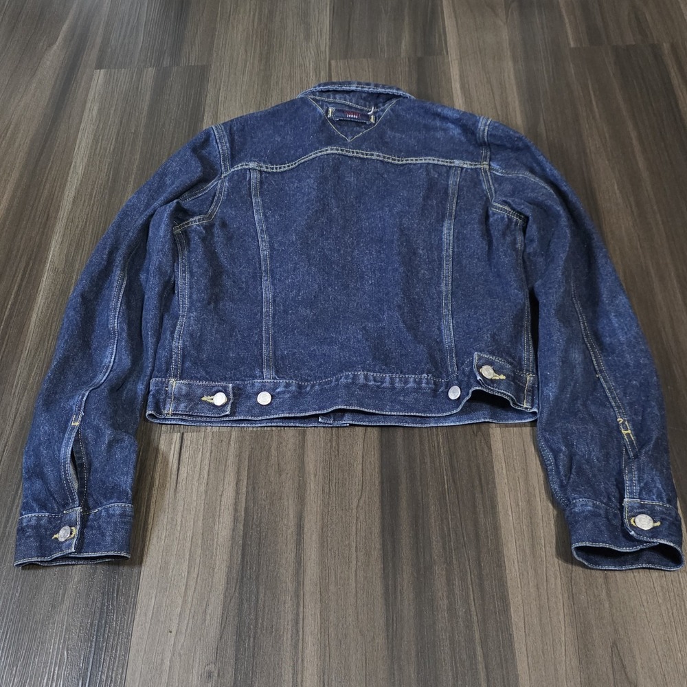 Vintage Y2K Vintage Tommy Jeans Denim Trucker Jacket Dark Rinse Women Size L... - Picture 3 of 12